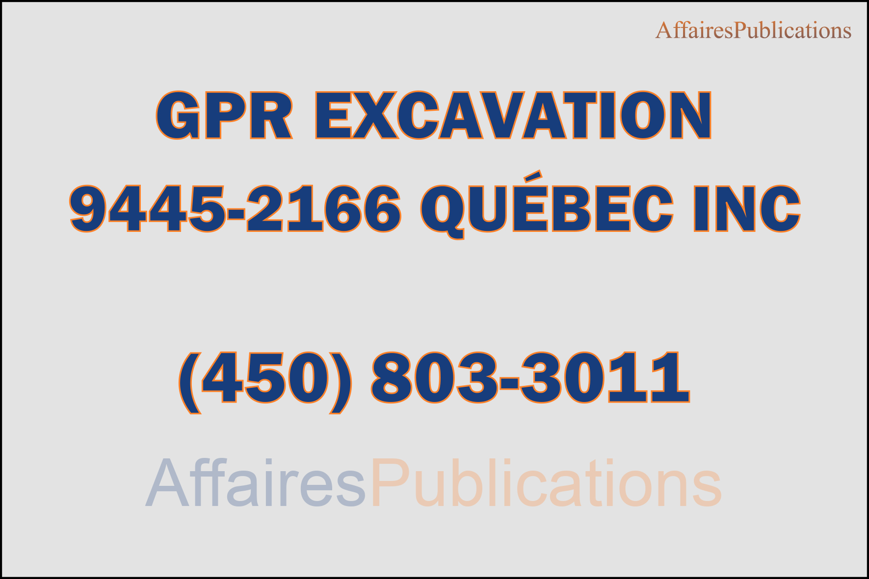 GPR EXCAVATION  9445-2166 QUÉBEC INC