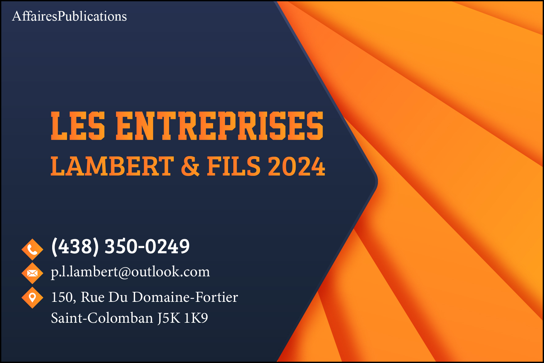 LES ENTREPRISES LAMBERT & FILS 2024 INC