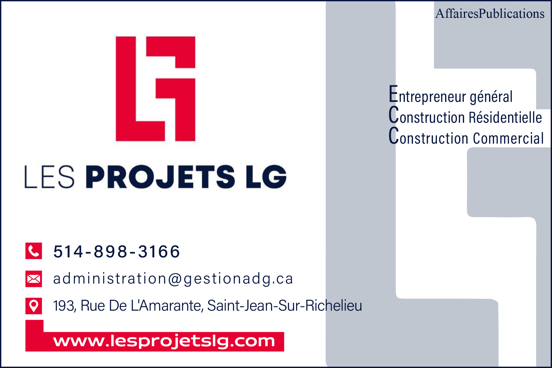 LES PROJETS LG INC