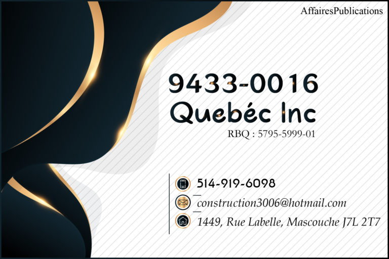 9433-0016 QUÉBEC INC