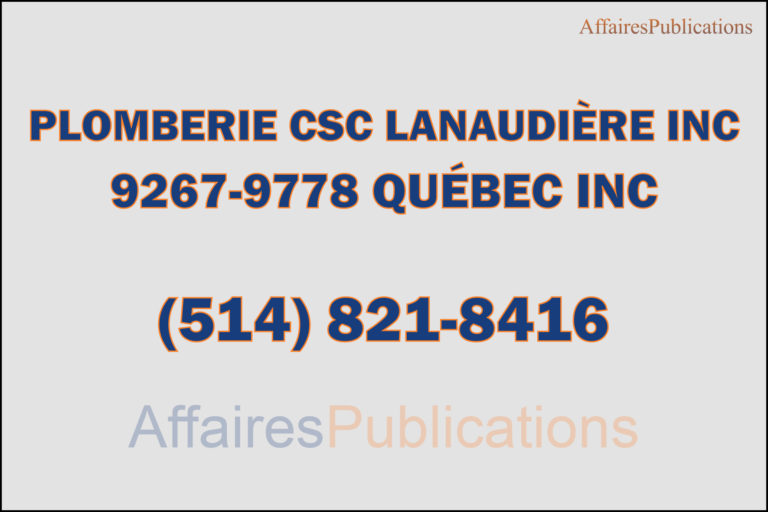 9267-9778 QUÉBEC INC <br/> PLOMBERIE CSC LANAUDIÈRE
