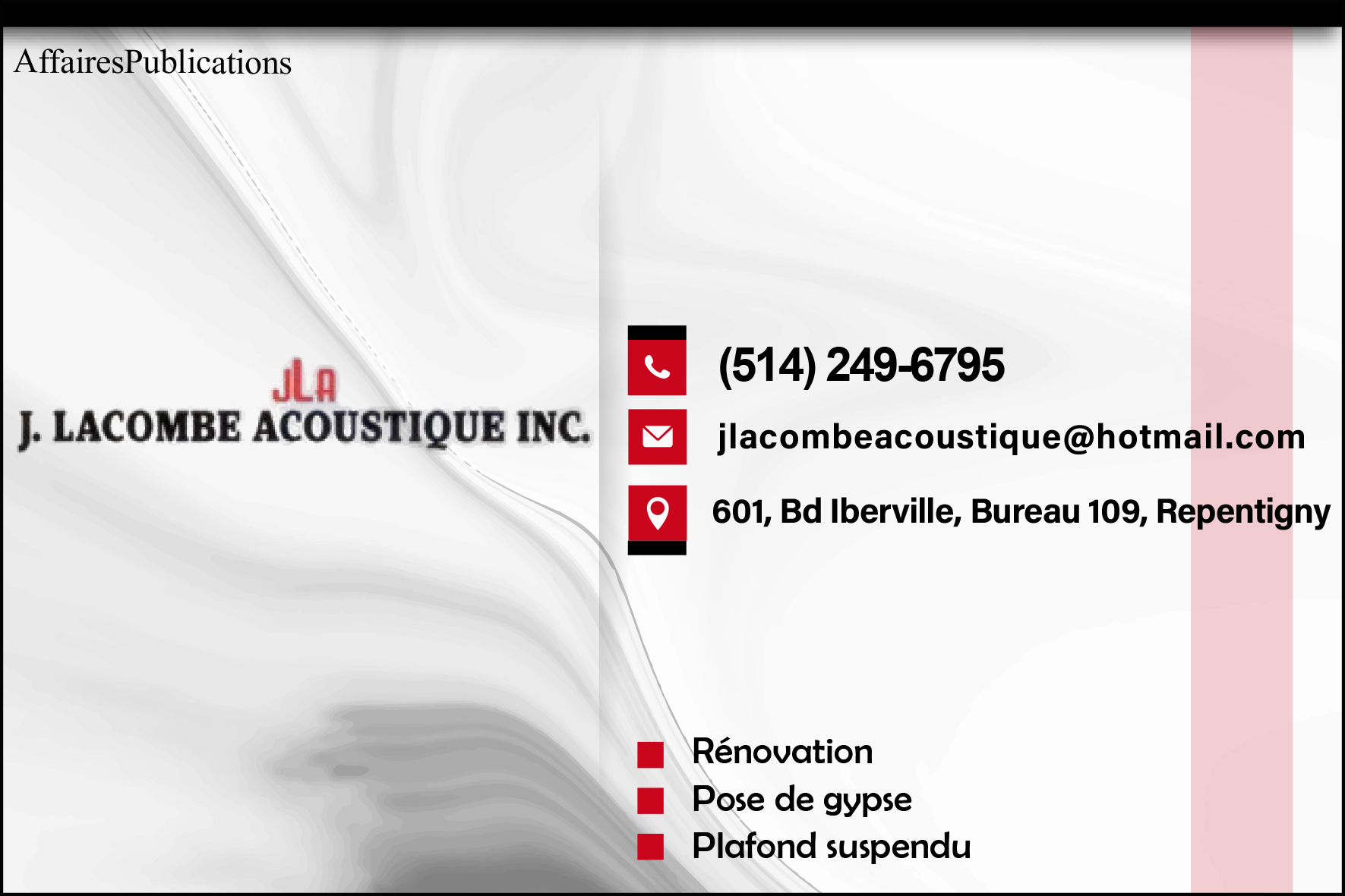 J. LACOMBE ACOUSTIQUE INC