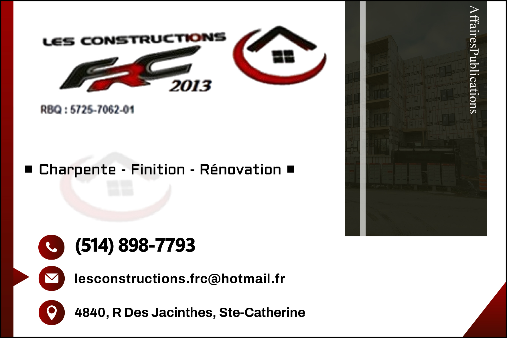 LES CONSTRUCTIONS FRC 2013 INC