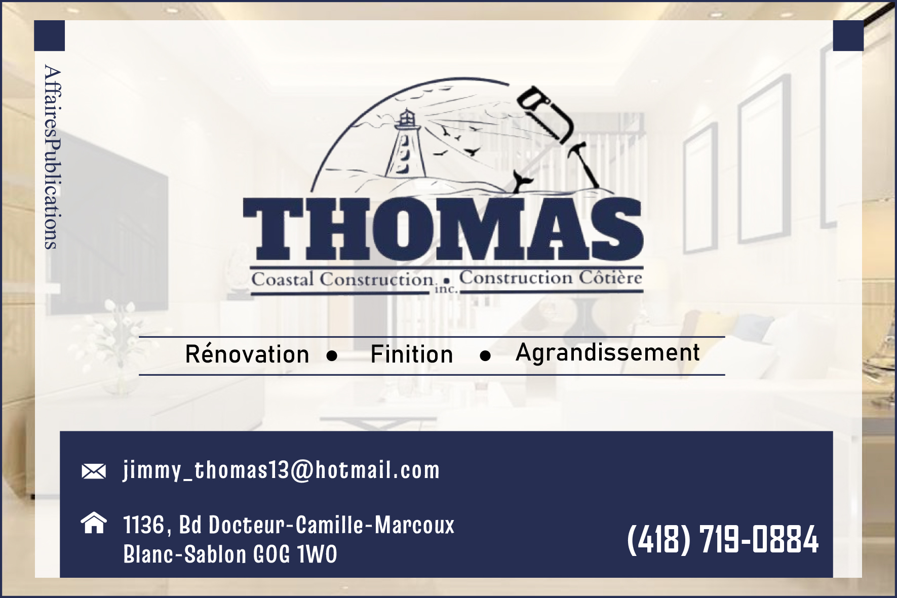 CONSTRUCTION CÔTIÈRE THOMAS INC