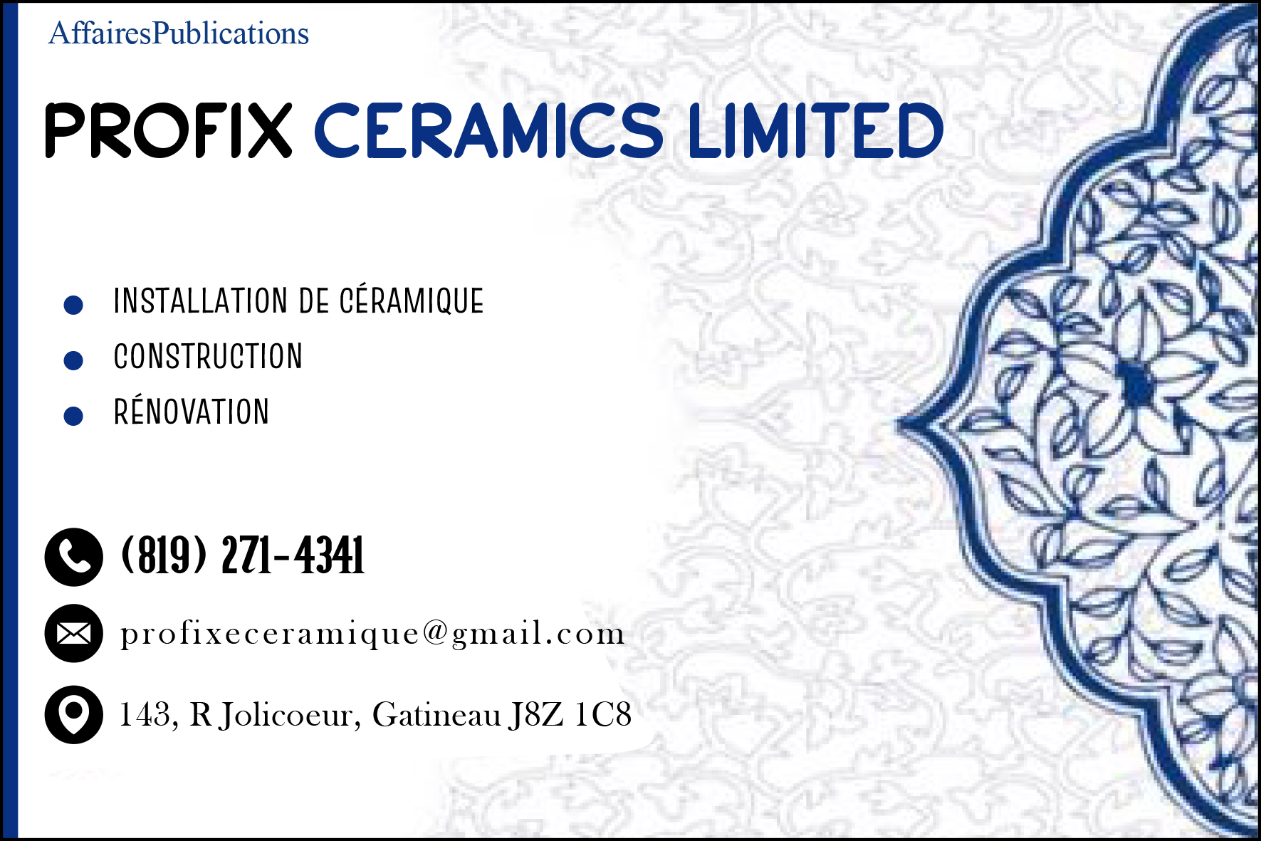 PROFIX CERAMICS LIMITED  11520024 CANADA INC