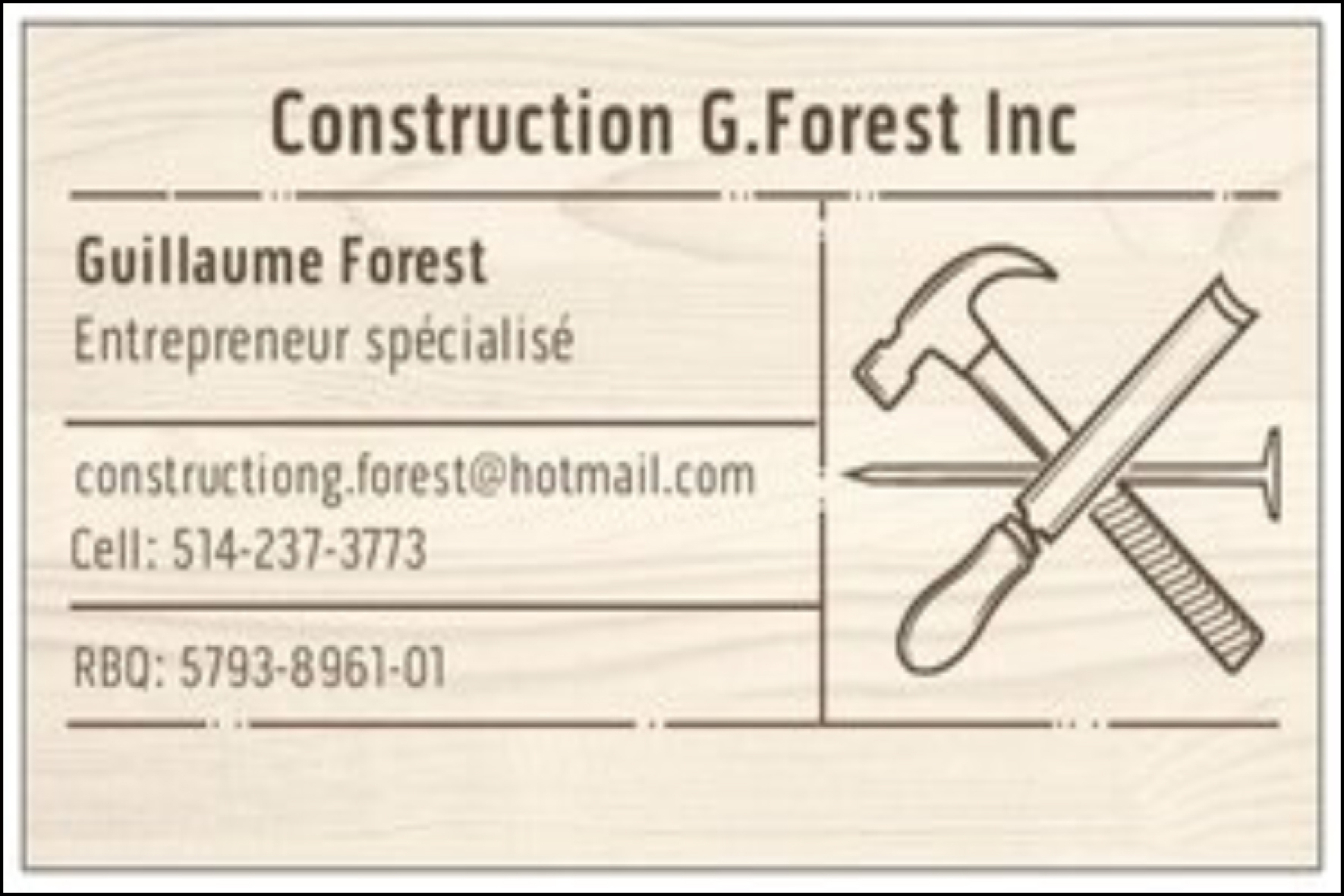 CONSTRUCTION G. FOREST INC