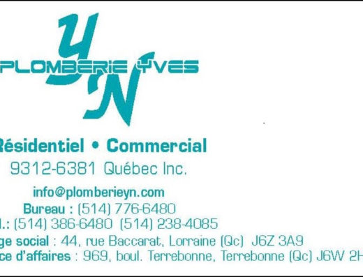 PLOMBERIE YVES YN <br/> 9312-6381 QUÉBEC INC