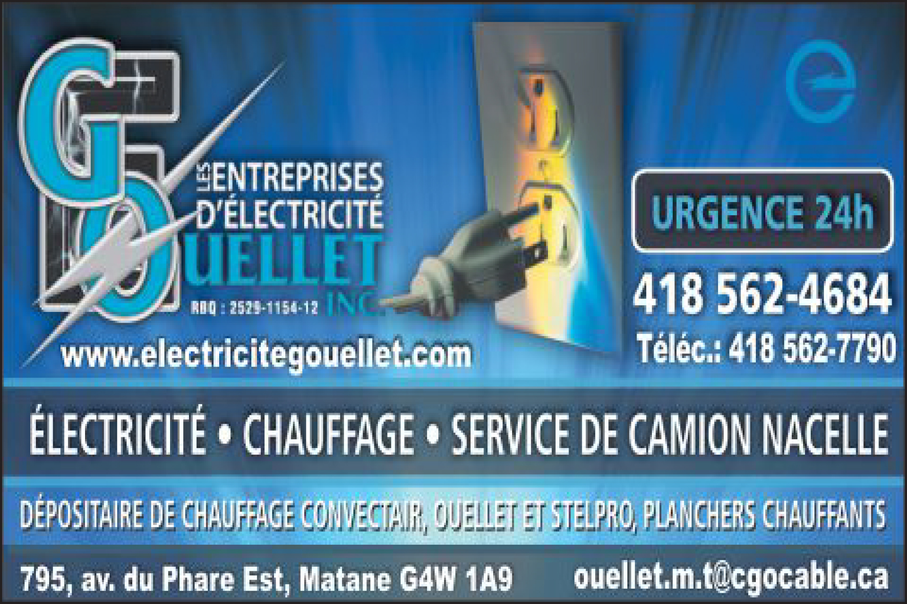 LES ENTREPRISES D&rsquo;ÉLECTRICITÉ G. OUELLET INC
