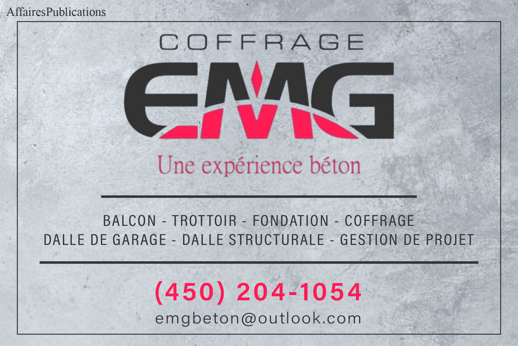 COFFRAGE EMG INC