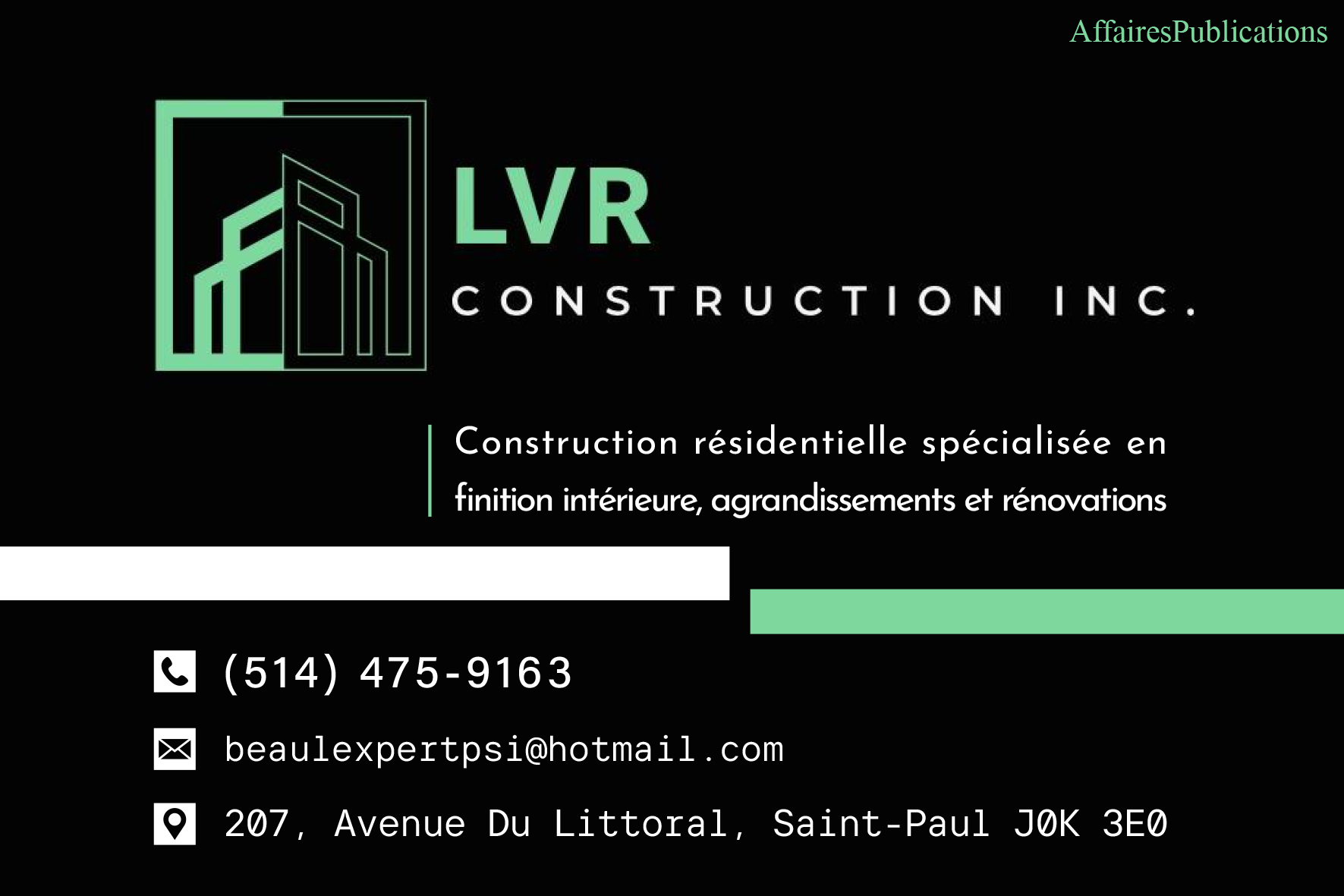 CONSTRUCTION LVR INC