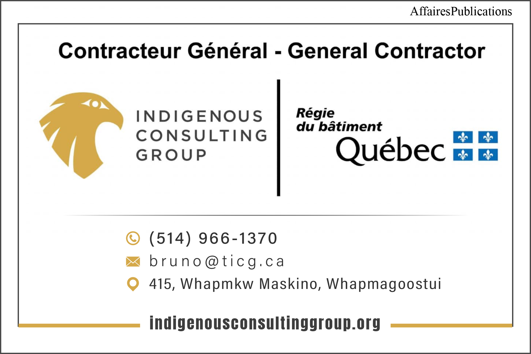 LE GROUPE CONSULTATIF AUTOCHTONE INC