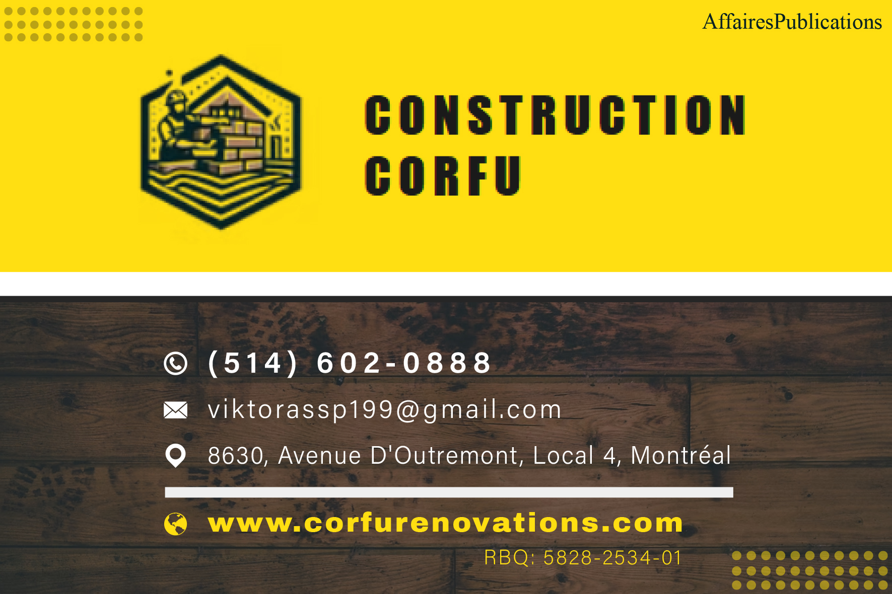 CONSTRUCTION CORFU INC