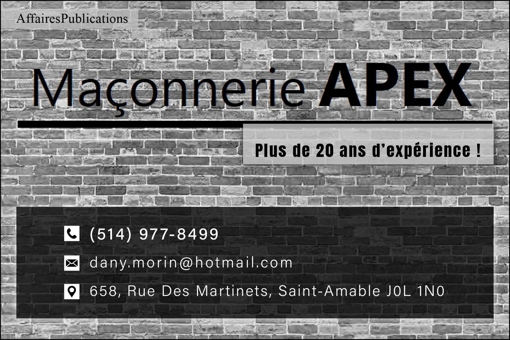 MAÇONNERIE APEX 9360-6580 QUÉBEC INC