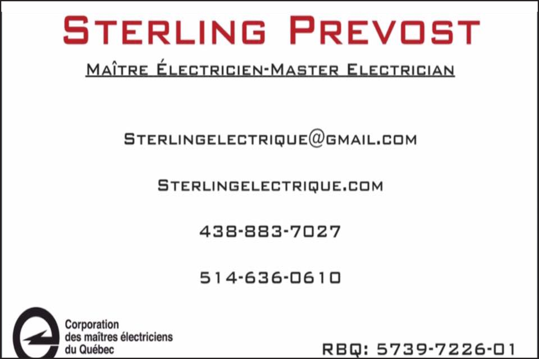 ÉLECTRICITÉ STERLING 9403-5763 QUÉBEC INC