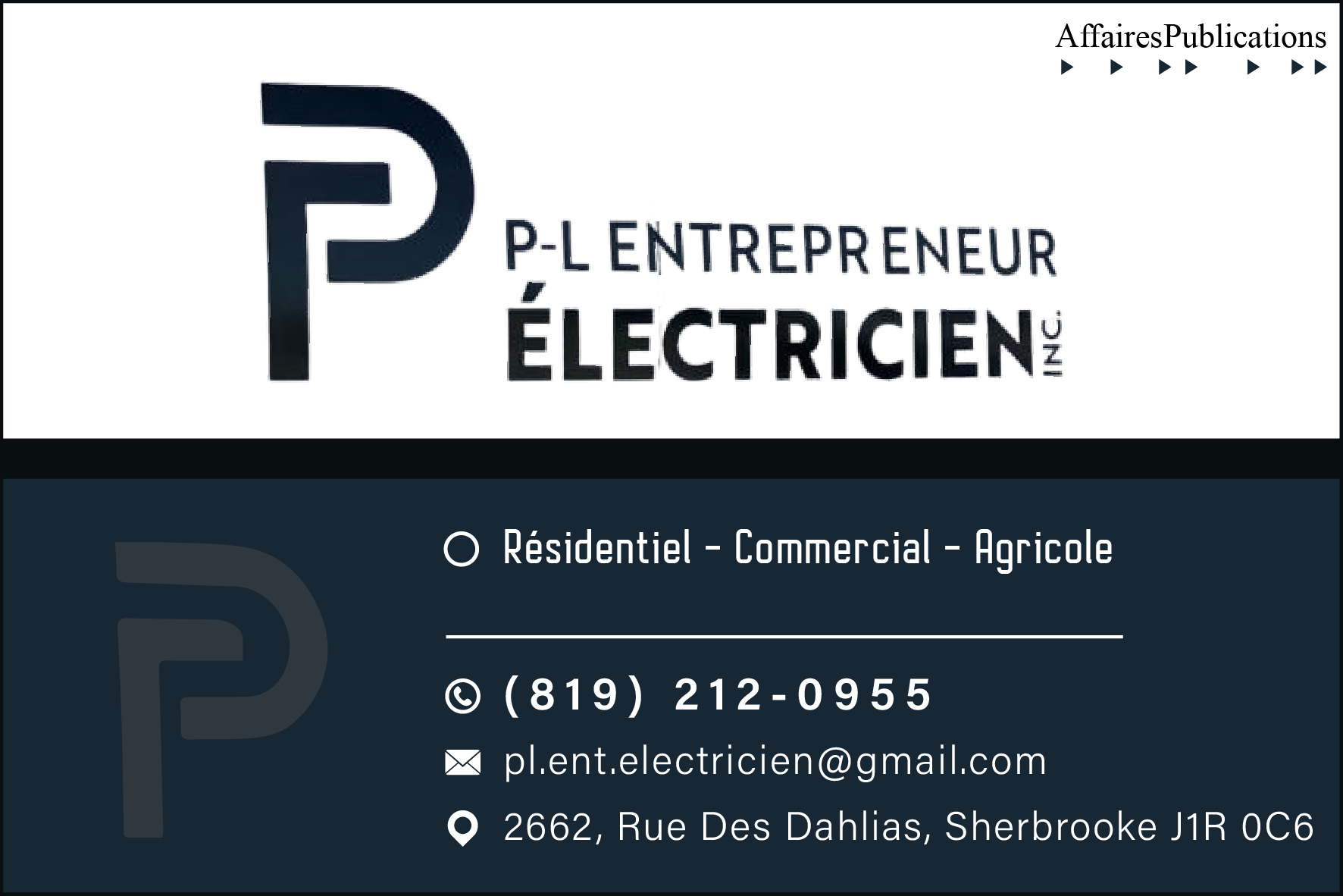 P-L ENTREPRENEUR ÉLECTRICIEN INC