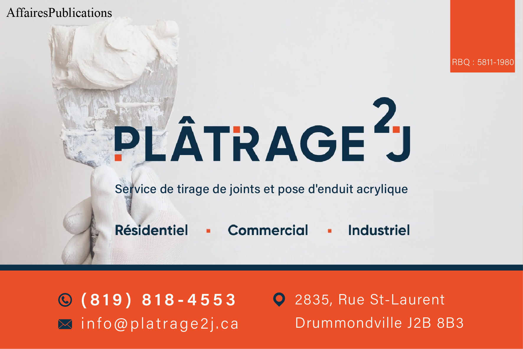 PLÂTRAGE 2J INC